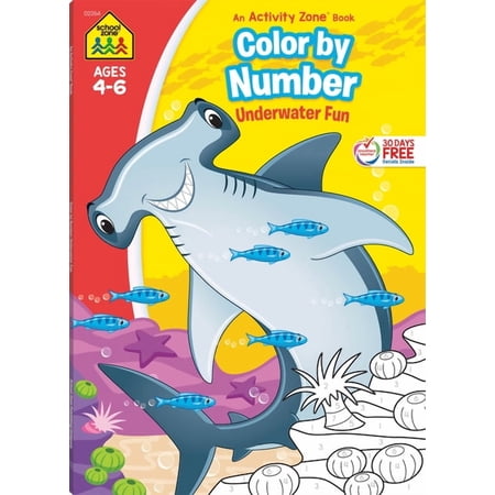 School Zone Color by Number Underwater Fun Workbook