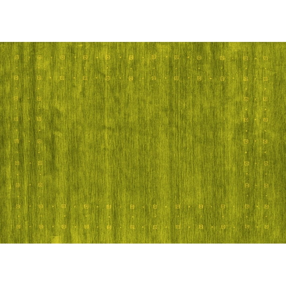 Ahgly Company Machine Washable Indoor Rectangle Abstract Yellow Contemporary Area Rugs, 4' x 6'