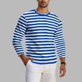 thumbnail image 2 of Chandail à Manches Longues pour Hommes, Col Rond à Imprimé Rayé, Haut Athlétique Décontracté, Vert Militaire L, 2 of 6