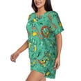 thumbnail image 2 of Rateoe Funny Animals in Jungle Pattern Women's Short-Sleeved Pajama Set - 2 Piece Soft and Lightweight Sleepwear Set-Medium, 2 of 7