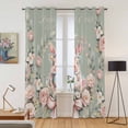 thumbnail image 2 of Easter Bunny Kitchen Curtains Window Panels, Cute Rabbit Rose Floral Country Leaves Plants Green Insulated Window Treatment Curtain, Grommet Curtains for Bedroom/Living Room, 2 Piece 42"Wx84"L, 2 of 8