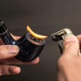 thumbnail image 4 of Pipe Lighter Soft Flame Refillable Butane Lighters Czech Pipe Tools Father Day Husband Gift (Black Nickel), 4 of 5