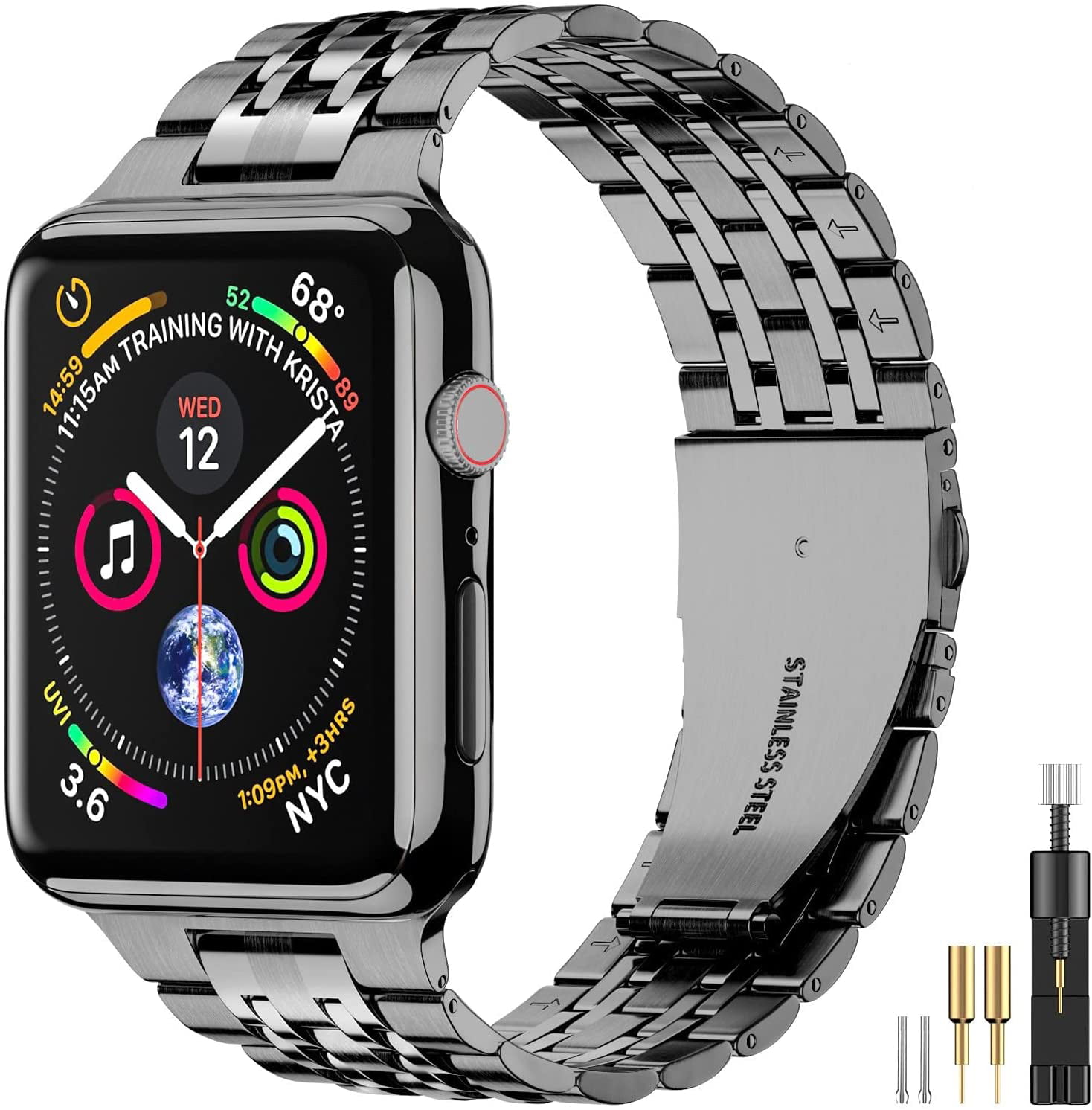 Apple watch series 5 space gray aluminum case black sport band