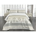 thumbnail image 4 of Ambesonne Striped Quilted Bedspread Set 3 Pcs, Modern Simple Boho Leaves, Queen Size, Pale Grey Eggshell Dusk, 4 of 4