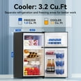 thumbnail image 4 of Frestec 2-Door Mini Fridge - 3.2 Cu Ft, Energy Star Rated, Perfect for Dorm or Apartment,Stainless Steel, 4 of 16