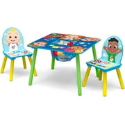CoComelon Table and 2 Chairs with Storage Set by Delta Children, Greenguard Gold Certified, Toddler