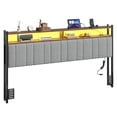 thumbnail image 4 of Pinmoco Headboard for King Size Bed with Storage, Linen Upholstered Head Board with LED Light and Charging Station, Gray, Headboard Only(Bed Frame Not Included), 4 of 10