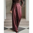 thumbnail image 5 of JUUNthy Womens Polka Dot Dress Pants, Wide Leg Flat Front High Rise Formal Office Daily Palazzo Trousers with Pockets Coffee S, 5 of 14