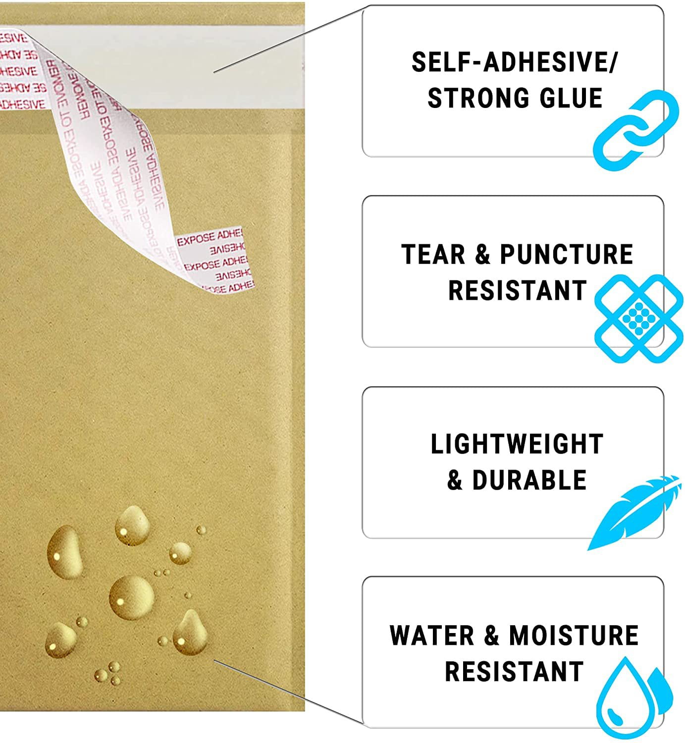 Kraft #000 Self-Sealing Bubble Padded Mailer 4 x 7 50 Pack 