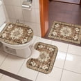 thumbnail image 4 of Brown Boho Bath Mat 3 Piece Bathroom Rug Set, Retro Western Rustic Ethnic Tribal Patterns Non Slip Bath Rug Contour Mat and Toilet Lid Cover, Absorbent Shower Mats Soft Bath Rugs and Mats Sets, 4 of 8