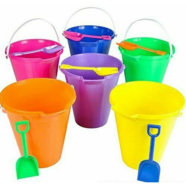 2 buckets 9 inch Large Plastic Beach Pail and Shovel Set ,Fun Children