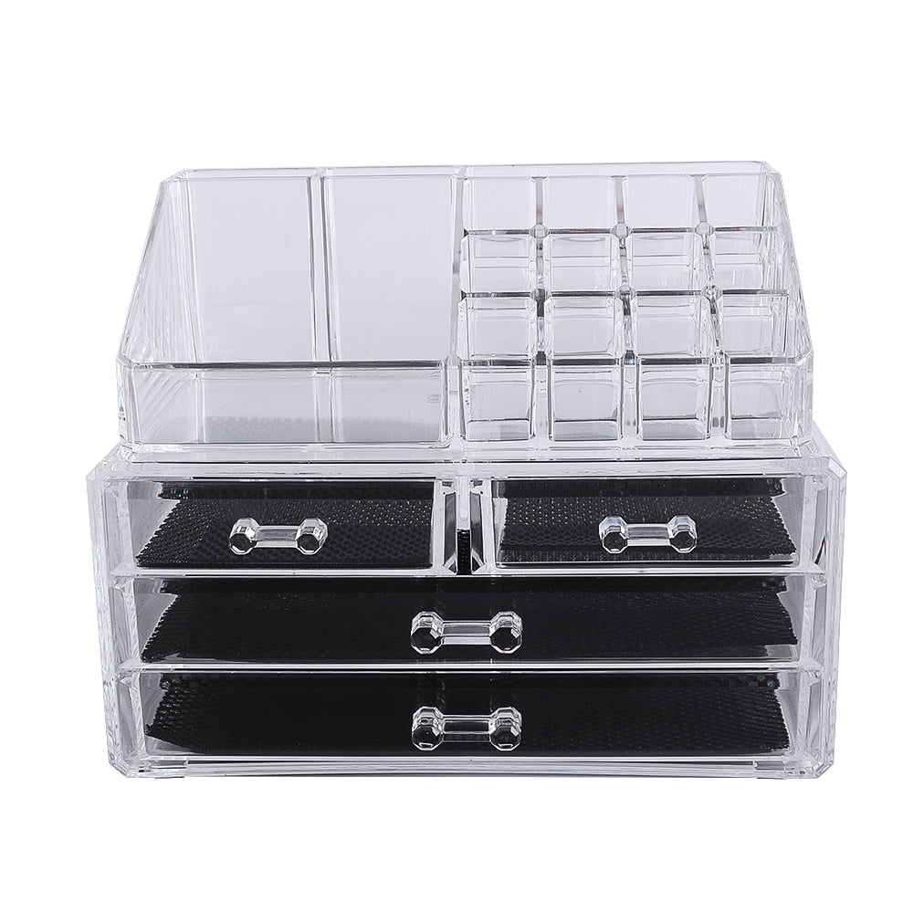 Makeup Case, Acrylic Cosmetics Organizer with 4 Drawers Transparent