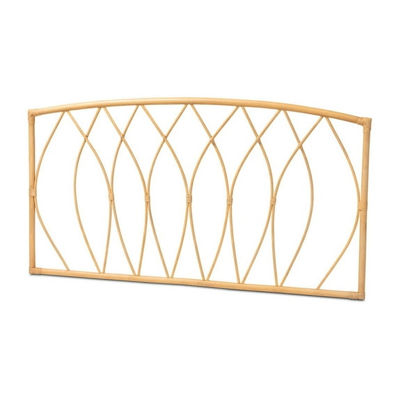 Baxton Studio Halia Modern Bohemian Natural Brown Rattan Queen Size Wall-mount Headboard