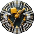 thumbnail image 2 of Futuristic Metal Hanging Wind Spinners & Chimes - Intricate Concentric Wave Patterns in Black & Yellow for Yard & Garden Decor, 2 of 6
