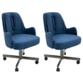 thumbnail image 2 of Chromcraft Fabric Dining Upholstered Caster Chair in Antonio Navy (set of 2), 2 of 5
