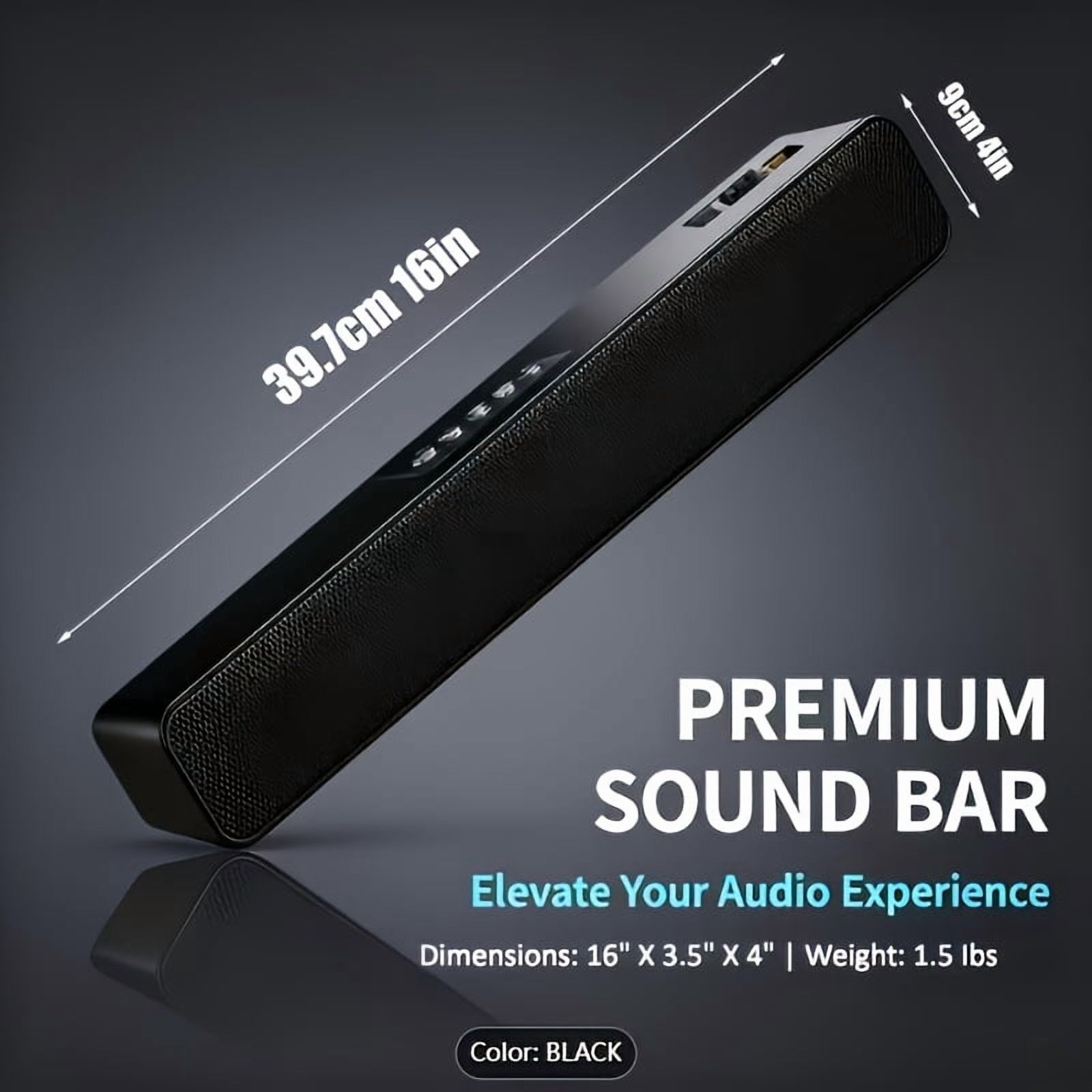 Barra de Sonido Pequeña para TV, PC, Gaming, Sistema de Sonido Envolvente, Bocina Mini para TV con Conexiones Bluetooth/AUX/USB 3
