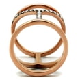 thumbnail image 3 of Luxe Jewelry Designs Women's Rose Gold Ion Plated Stainless Steel Ring with Crystal - Size 5, 3 of 4