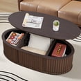 thumbnail image 5 of Wirrytor Lift Top Oval Coffee Table with Hidden Storage Compartment and Shelf for Living Room, Fluted Oval Center Tea Table with Wooden Lift-Top for Apartment, Small Space, Black, 5 of 7