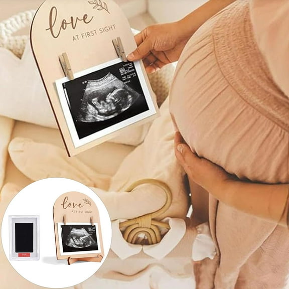 Joernso Ultrasound Photo Frame Desktop Decoration Wooden Baby Sonogram Picture Frame Ornament Pregnancy Announcement Expectant Mother Baby Birth Keepsake Gift