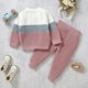 thumbnail image 2 of Gibobby Conjunto niña Niños pequeños, bebés, niñas, niños, bloque de color, parte superior y pantalones, ropa de otoño cálida de algodón, invierno(Rosa,12-18 Meses), 2 of 5