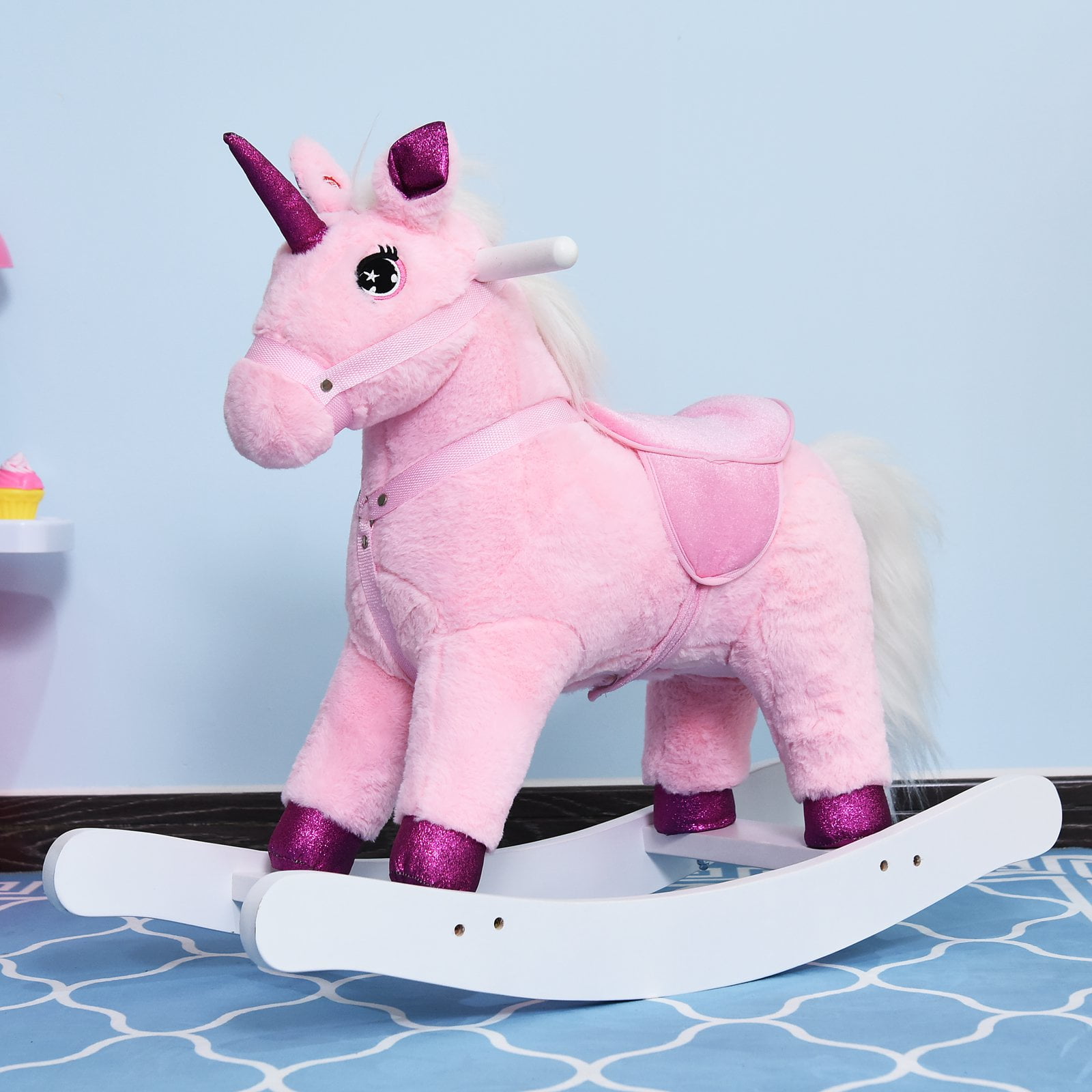 plush unicorn rocking horse