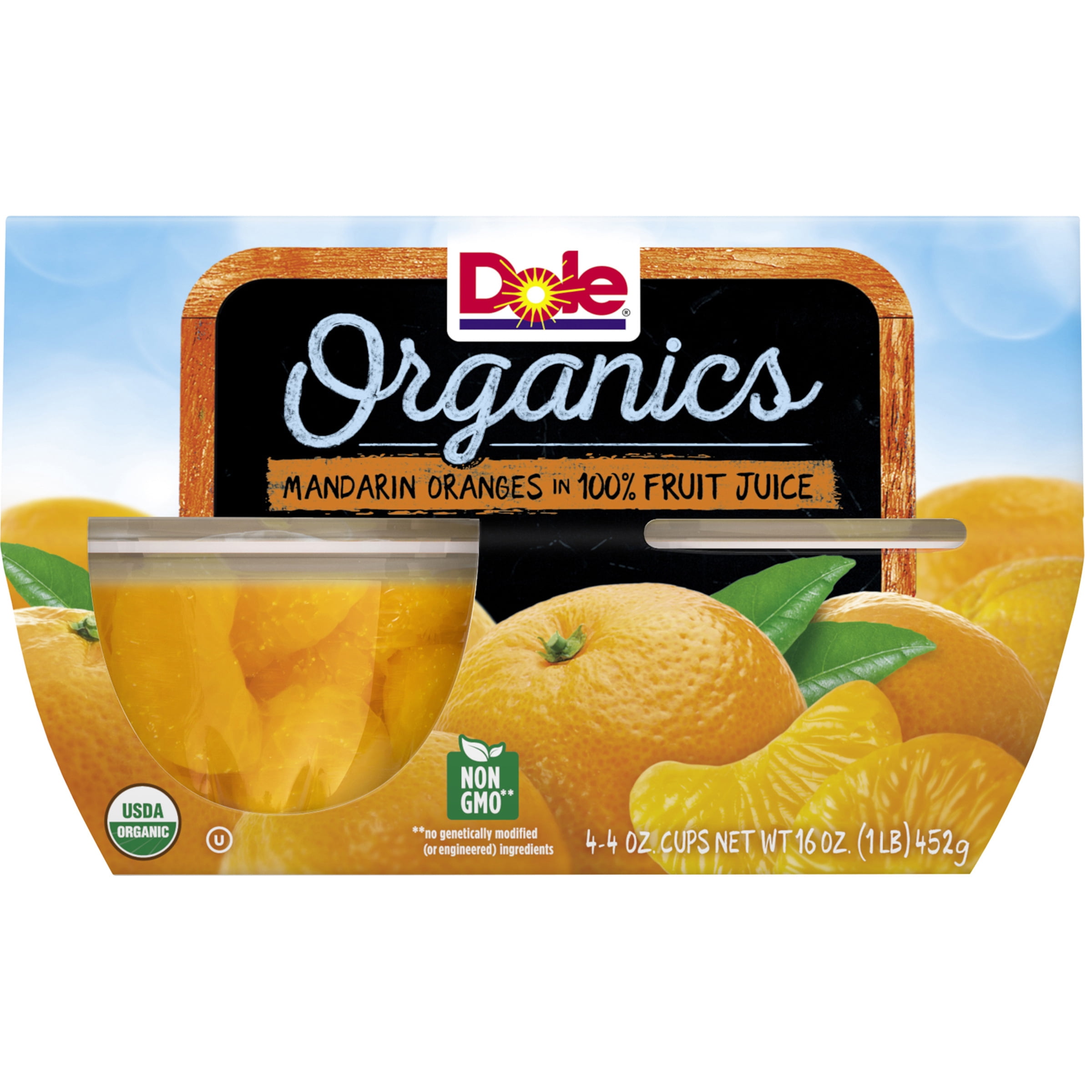 Dole® Fruit Bowls® Mandarin Oranges In 100% Fruit Juice Cups, 4 ct