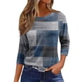 thumbnail image 2 of DPTALR T-shirt Imprimé pour Femmes Manches 3/4 Blouse Col Rond Hauts Décontractés, 2 of 5