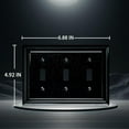 thumbnail image 5 of Funkiim 3 Gang Decorative, Thick and Durable Metal Mid Size 6.88 x 4.92 Inch Modern Black Toggle Switch Plate, 5 of 6