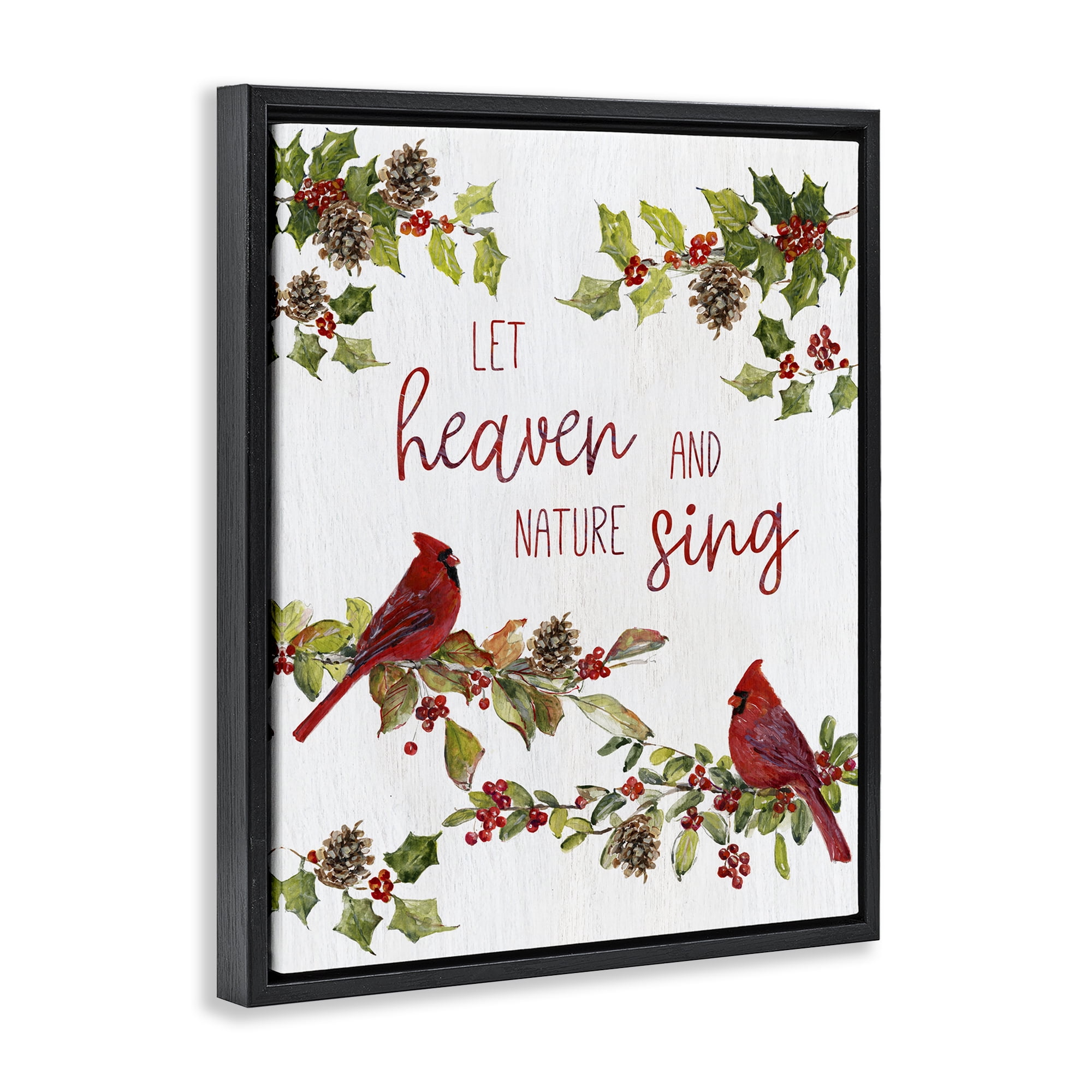 Stupell Industries Heaven & Nature Sing Holiday Painting Black Floater Framed Canvas Art Prints Wall Art, 25 x 31