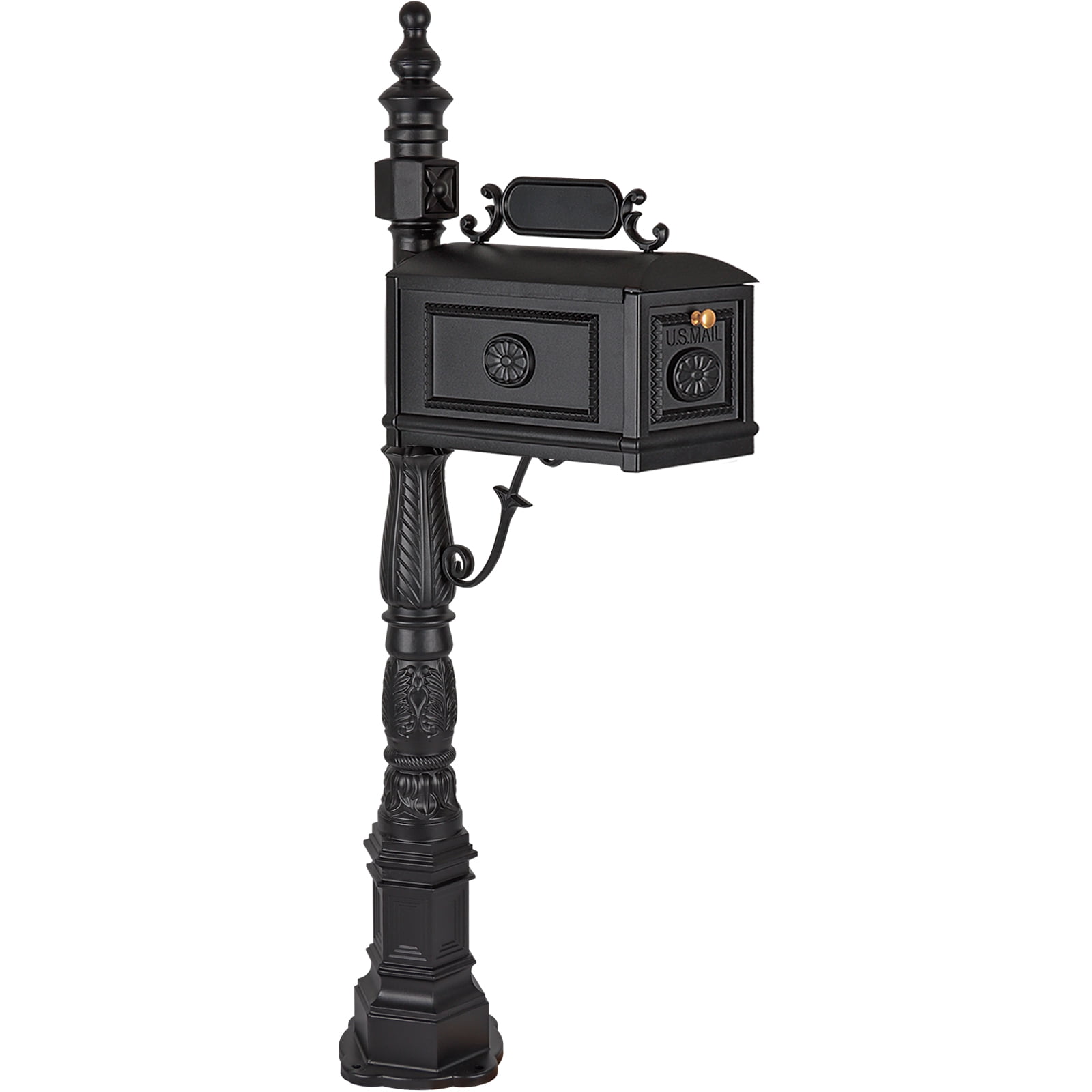 BETISEF Cast Aluminum Mailbox Barcelona Decorative Post Mail Box Combination Stratford Heavy Duty