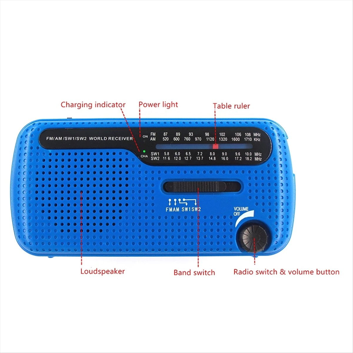 Portable Solar Hand Crank Radio 1200mAh USB Portable Outdoor Emergency Speaker Stereo Emergency Hand Crank Green,1 x Radio,Green