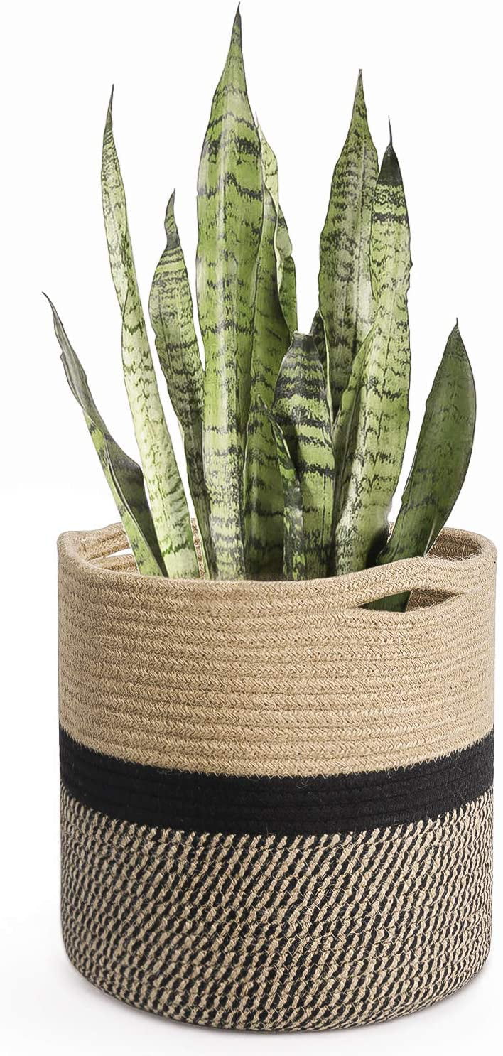 Towels and More 12x12 & 10x10, Dark Grey/Brown/White MoonLa 2-Pack Cotton Rope Plant Basket Woven Indoor Planters for Indoor Plants Toys Storage Basket for Crafts 