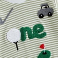 thumbnail image 5 of UngA Newborn Baby Boy Girl Summer Outfit Striped Bubble Romper Waffle Farm Tractor Infant Short Sleeve Bodysuit Country Clothes (Green,12-18 Months), 5 of 7
