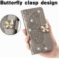 thumbnail image 2 of Mantto For Galaxy Z Fold 5 Wallet Case, Bling Diamond PU Leather Flip Wallet Case Hand Strap Butterfly Embossed Flip Stand Card Holder Magnetic Cover for Samsung Galaxy Z Fold 5, Gray, 2 of 7