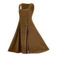 thumbnail image 3 of SMihono Vintage Medieval Renaissance Court Dress Sleeveless Button Down Swing Dress for Women Retro A-Line Summer Sundress Casual Fit Flare Midi Dress Coffee M, 3 of 8