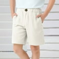 thumbnail image 2 of ZACPNCV Boys School Uniform Shorts Stretch Pull On Chino Shorts Youth Cropped Shorts with Pockets White 7-8 Years, 2 of 7