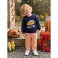 thumbnail image 5 of Toddler Baby Boys Thanksgiving Outfits Adorable Pumpkin Pie Embroidery Long Sleeve Round Neck Sweatshirt and Plaid Pants Set, 5 of 10