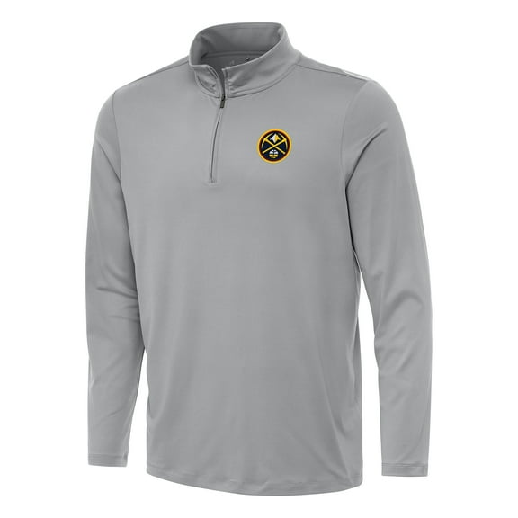 Men's Antigua Gray Denver Nuggets Reprocess Quarter-Zip Top