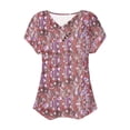 thumbnail image 4 of HAPIMO Women's Loose Pullover Tunic Clearance V Neck Ruched Button Shirts for Teen Girls Trendy Summer Tees Floral Boho Graphic Elegant Casual Workout Tops Short Sleeve Pink XXL, 4 of 5