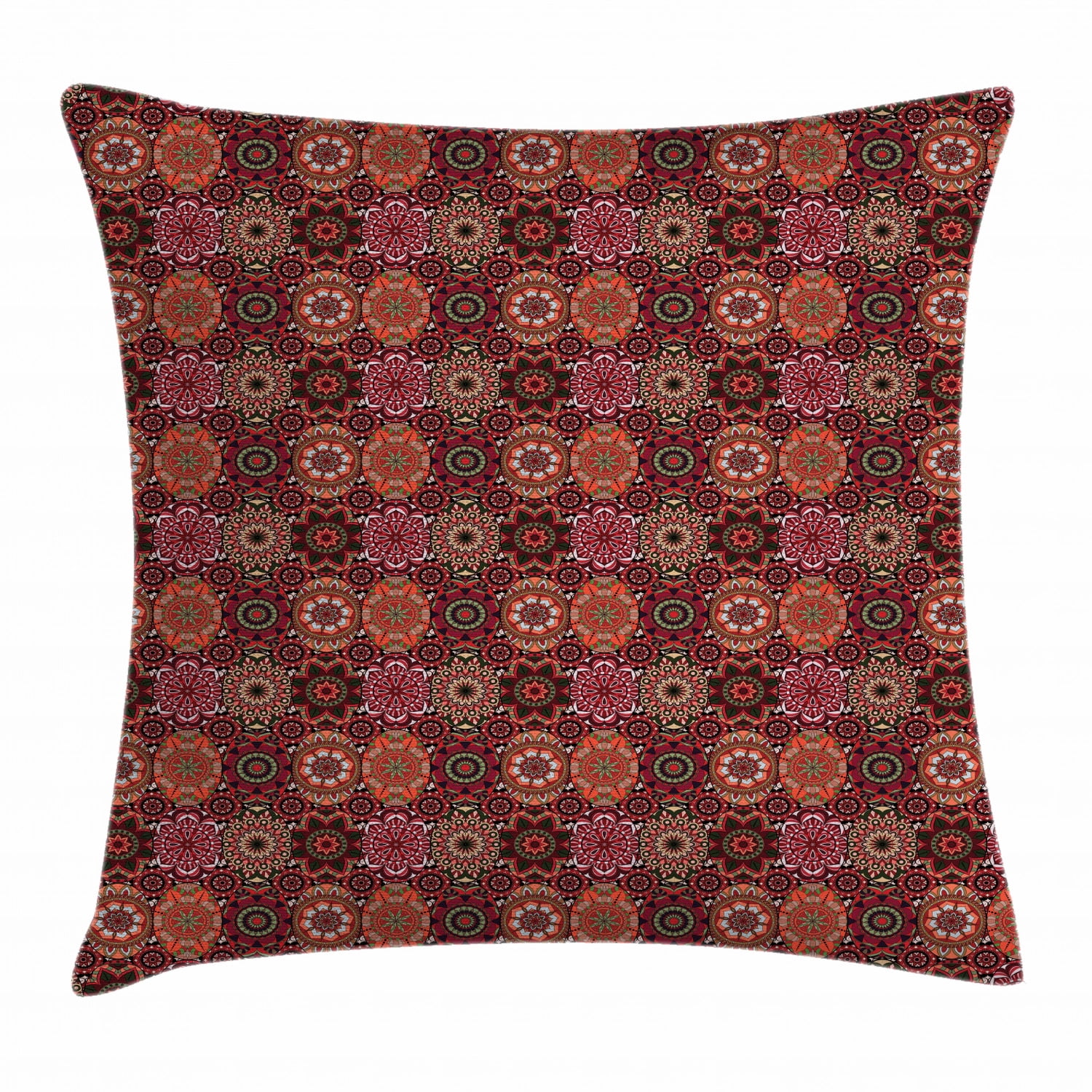 Moroccan Throw Pillow Cushion Cover, Vintage Tile Design with Oval