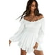 thumbnail image 4 of Vestido con vuelo y hombros descubiertos, mameluco con cuello cuadrado y manga abullonada con pantalones cortos, 4 of 5