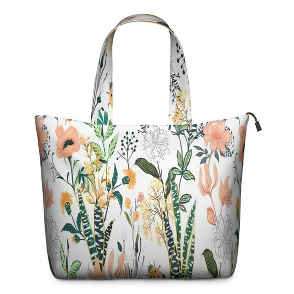 Pioneer Flower Floral Print Pattern Travel Tote Bags for Women Carry On,Large Weekender Bags for Women Travel,Multi Functional Duffle Bag for Work,Shopping,Sports
