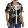 thumbnail image 2 of Sikiie Vintage Pattern Flower Skull Men's Wrinkle Free Untucked Cuban Shirt Business Casual Button Down Shirts Short Sleeve Shirt4X-Large, 2 of 5