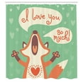 thumbnail image 3 of Ambesonne Romance Shower Curtain, Fox Humor Romance, 69"Wx84"L, Mint Green Ginger, 3 of 5