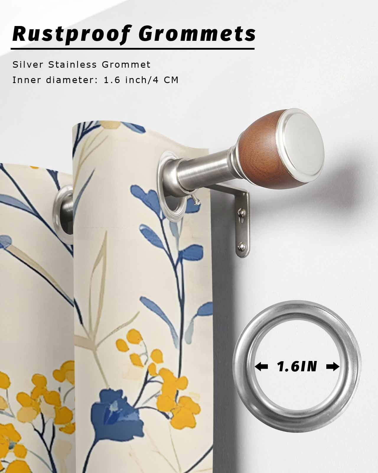 nqOlkjepod Outdoor Curtains for Patio Waterproof, Spring Flowers Outdoor Privacy Panels Grommet, Farmhouse Pastoral Botanical Herbs Blackout Outside Curtains for Porch/Cabana 54"x84", 1 Panel