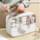 thumbnail image 4 of Bolsa de cosméticos pequeña con costuras transparentes, bolsa de cosméticos de baño de PVC, PU, impermeable, de gran capacidad, color blanco, 4 of 5