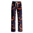 thumbnail image 4 of JULMCOMO Halloween Pajamas Pants for Women Pumpkin Blood Bat Print Drawstring Elastic Waisted Trendy Pj Pants Cute Print Comfy Loose Lounge Pjs Navy L, 4 of 5