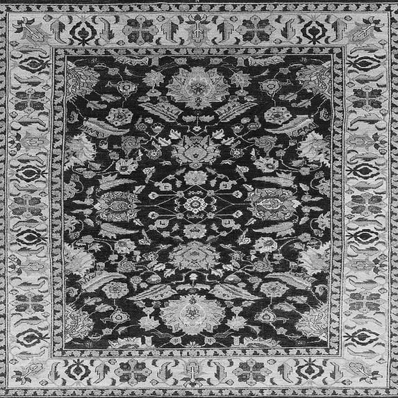 Ahgly Company Indoor Square Oriental Gray Industrial Area Rugs, 8' Square
