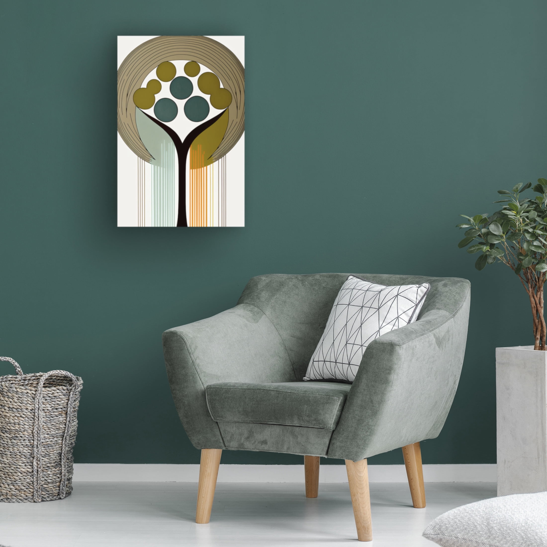 Canvas Wall Art - Ray Heere 'Mid Century Tree Of Life 16' Wall Art for Living Room, Bedroom, or Office Décor by Trademark Fine Art - 12 x 19 Inches