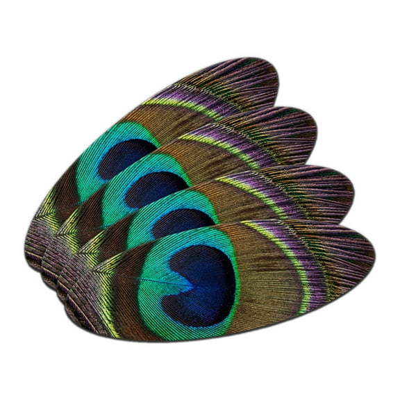 Peacock Feather Double-Sided Oval Nail File Emery Board Set 4 Pack